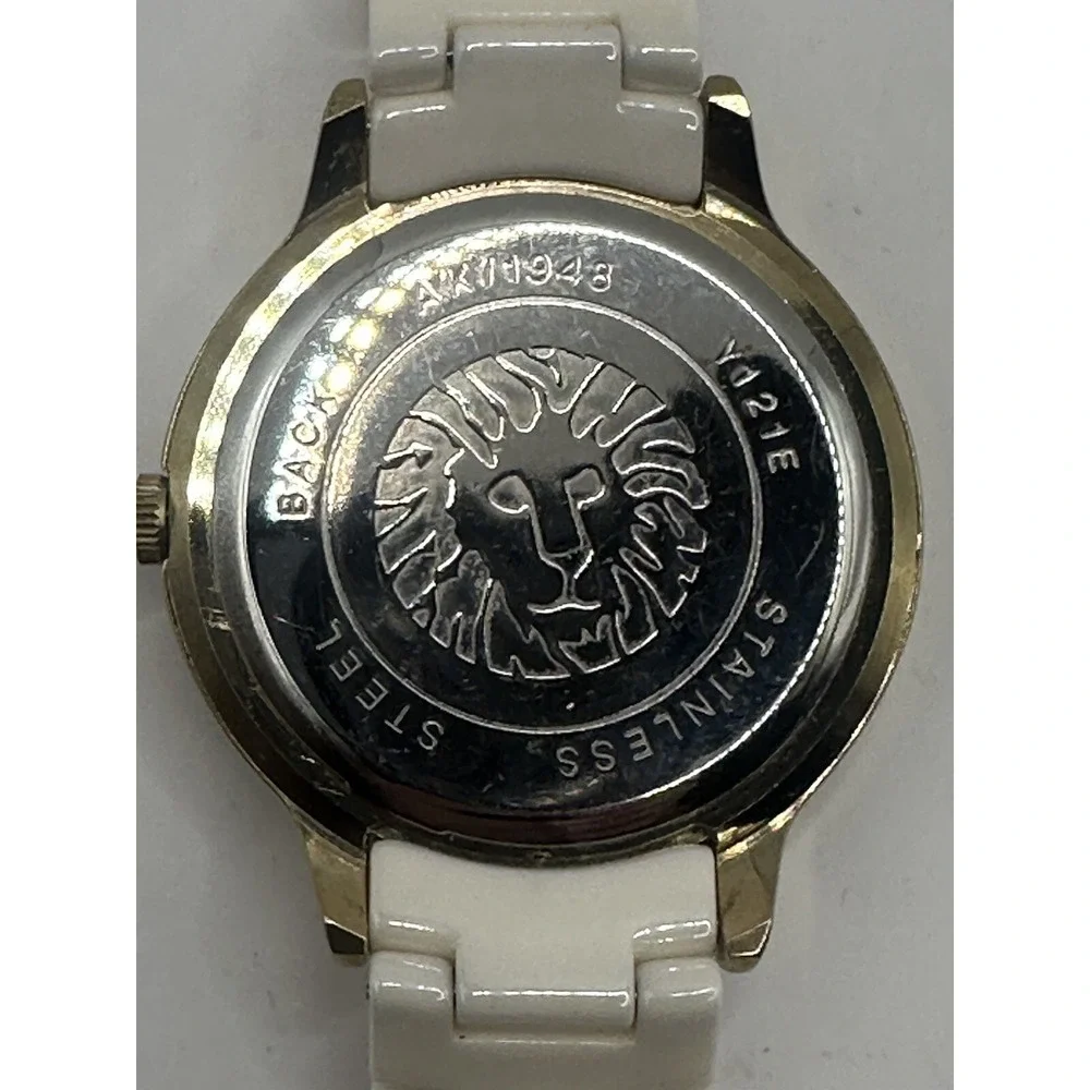 Anne Klein Womens‎ New Battery Gold Tone Ceramic Ivory 36MM 7.5